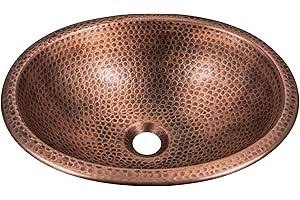 Monarch Abode Bathroom Sink – 17-Inch Oval Drop In Bathroom Sink, Top Mount Hand Hammered Pure Copper Vanity Sinks for Countertop, Powder Room, Guest Bath or Restroom, Drop in Sinks for Bathrooms