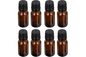 FRCOLOR 24 Pack 10ml Amber Glass Essential Oil Sample Bottles, Empty Refillable Vials with Orifice Reducer Dropper and Cap fo