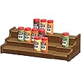 Bamboo Spice Rack Cabinet Organizer - 3 Tier Wooden Expandable Walnut Display Shelf