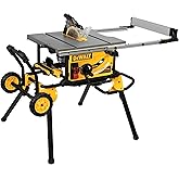 DEWALT Table Saw 10 Inch with Foldable Rolling Table Saw Stand, 15 Amp, 4800 RPM, 32-1/2-Inch Rip Capacity (DWE7491RS)