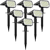 WELALO Solar Spot Lights Outdoor, [6 Pack/65 LED/3 Modes] Solar Landscape Spotlights, Solar Powered Christmas Halloween Lights, IP68 Waterproof Wall Lights for Walkway Yard Garden Driveway(Cool White)