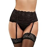 ohyeahlady Womens Mesh Plus Size Garter Belts with Vintage Straps Clip Clasp for Stockings Garter Lingerie （XS-4XL）