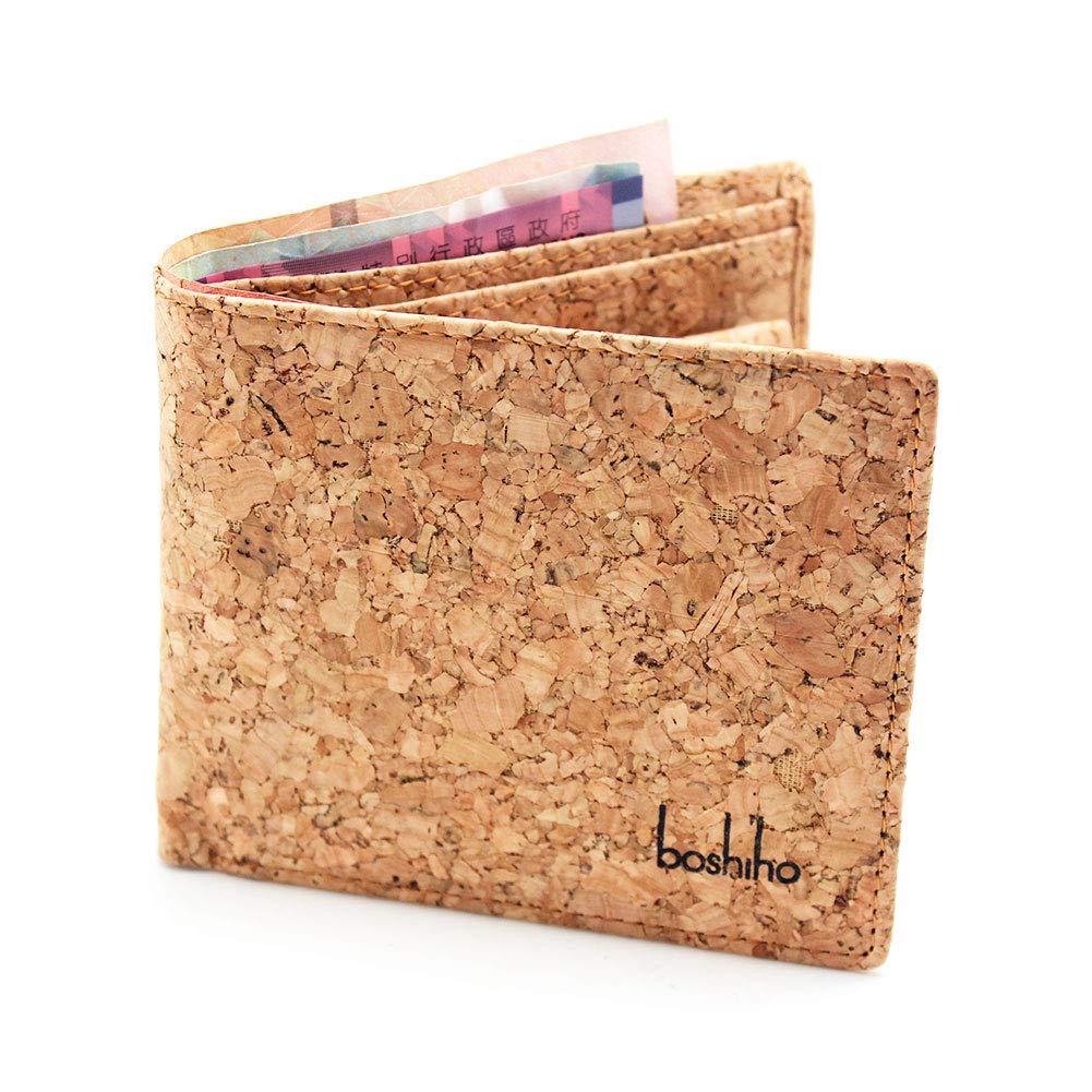 Boshiho Cork Wallet, RFID Blocking Vegans Wallet for Men & Women Slim Design Bifold Purse with Coin Pocket Card Slots Vegetarian Gift (Cork) — image 1