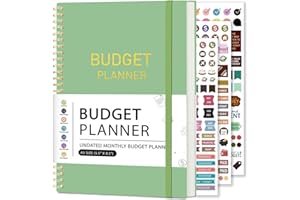 DOURA Monthly Budget Planner, Monthly Budget Book with Expense Tracker Notebook, 5.5" x 8", Undated Budgets Planner and Months Bill Organizer - Green