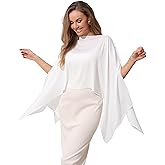 Eiaayer Casual Capelet Shawl and Wraps for Women, Soft Top Cape Cover-Up Blouse for Wedding Evening Dress