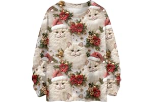 XIAXOGOOL Ugly Christmas Sweaters for Women 2025 Plus Size Funny Cute Holiday Shirts Long Sleeve Crewneck Knit Sweatshirt