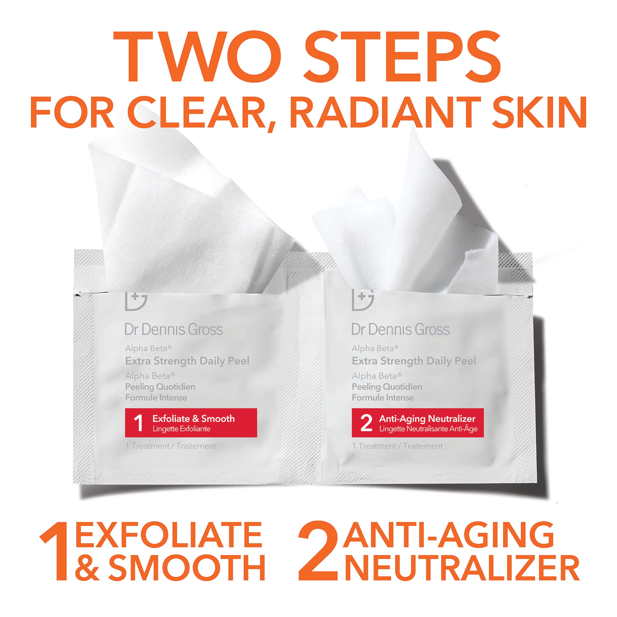 Dr. Dennis Gross Alpha Beta Extra Strength Daily Peel – 2-Step Exfoliating Pads for Enhanced Anti-Aging, Smoother Skin, and Radiant Complexion, 5 Treatments