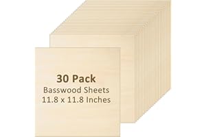 30 Pack Basswood Sheets for Crafts-11.8 x 11.8 x 1/8 Inch- 3mm Thick Plywood Sheets with Smooth Surfaces-Unfinished Squares W