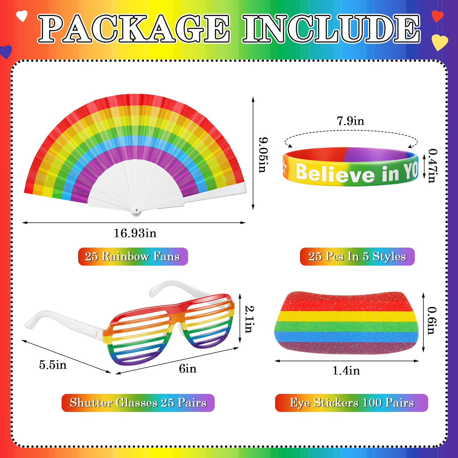 Condition photo showing New/Like New for lineshading 175 pcs pride parade accessories bulk rainbow gay pride day items swag parade supplies l