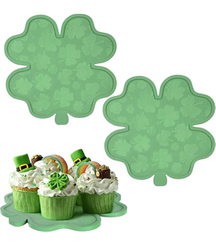 St. Patrick's Day Ceramic Shamrock Plates - 4 Pack 5.91" Green Clover Serving Dishes For Party