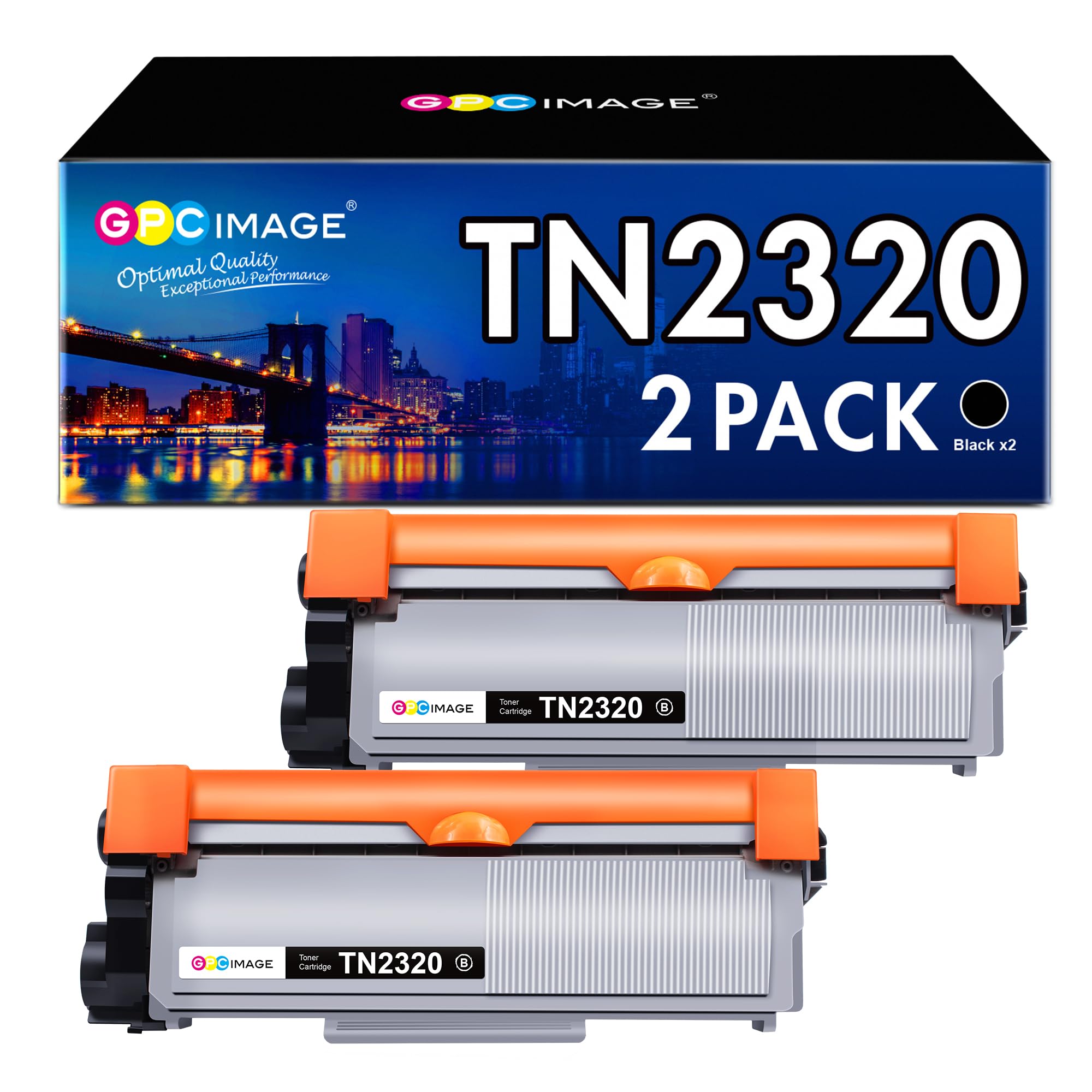 GPC Image TN2320 Toner Cartridge Compatible for Brother TN2320 Black Toner Cartridge for Brother MFC-L2700DW HL-L2300D HL-L2340DW MFC-L2740DW HL-L2365DW DCP-L2500D DCP-L2520D HL-L2360DW (Black 2-Pack)