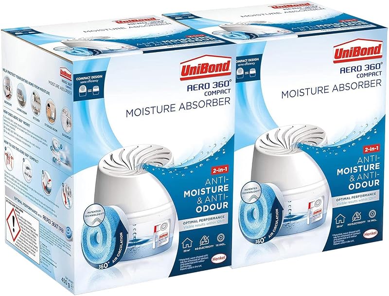 Unibond AERO 360 Compact Moisture Absorber 2 Pack w/ 450g Refill Tab