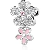 SBI Jewelry Pink Butterfly Charms fits Pandora Bracelets Sparkling Ladybug Flower Charms for Women Birthday Jewelry Gifts