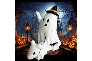 Perukoyo Halloween Ghost Walking Dog Statue,5.9“ Halloween Decorations,Halloween Decor Ghost Walking His Ghost Dog Statues Spooky Ghost Dog Figurine Home Tabletop Decorations Indoor