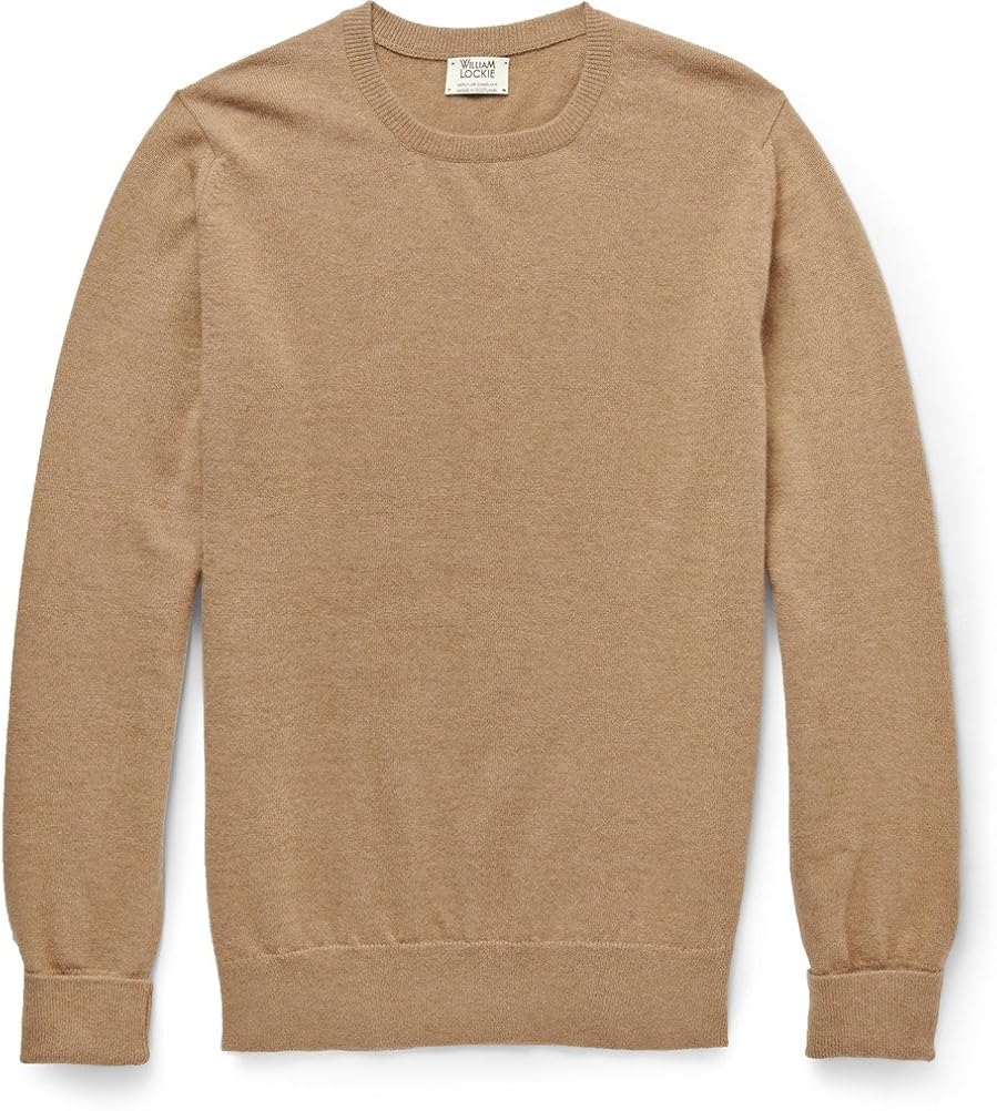 William Lockie Crew Neck Camel Sweater Brown: Amazon.co.uk: Clothing
