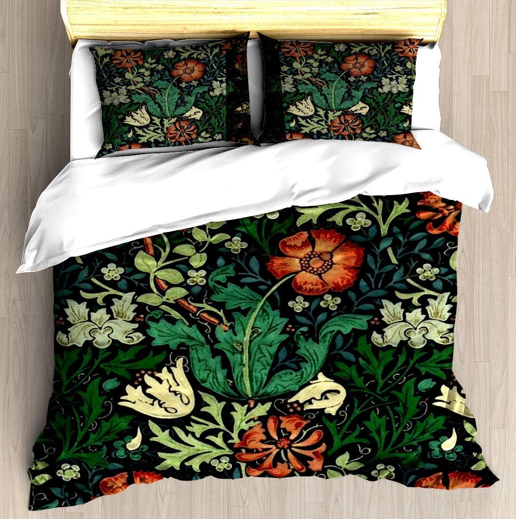 VAMIX William Morris Compton Floral Art Nouveau Pattern Duvet Cover Set
