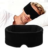 Cotton Sleep Eye Mask for Women Men, 100% Blocking Light Eye Mask Sleeping for Side Sleeper, Soft Zero Pressure Cooling Blackout Eye Covers for Sleeping, Sleep Mask fits All Heads Adjustable（Black）