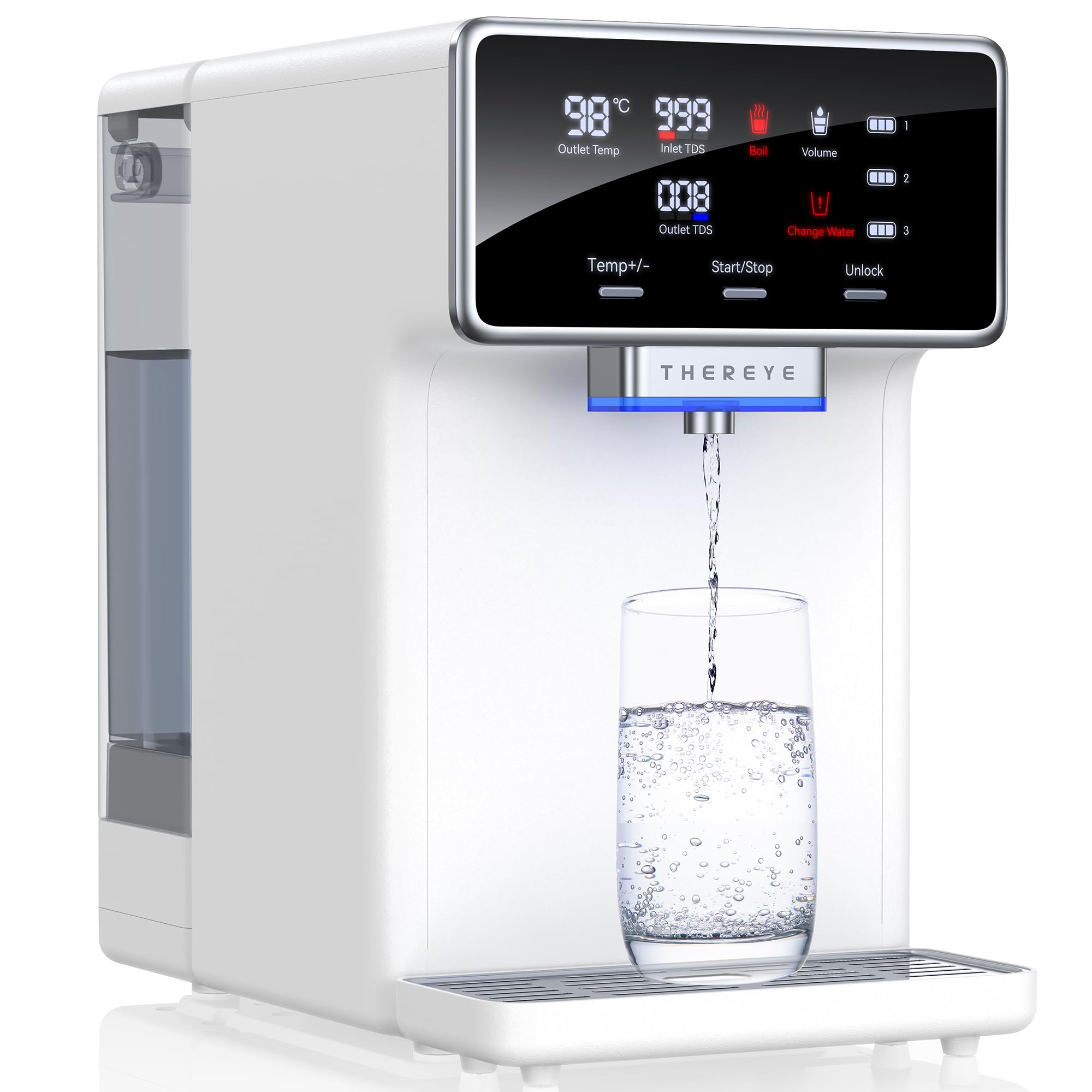Photo 1 of (MISSING POWER CORD) (UNTESTED) Thereye Countertop Water Filter Reverse Osmosis System, 7 Stage Purification, Instant Heating Portable RO Filtration, BPA Free Water Purifier 2:1 Pure to Drain for Home RV (No Installation Needed)