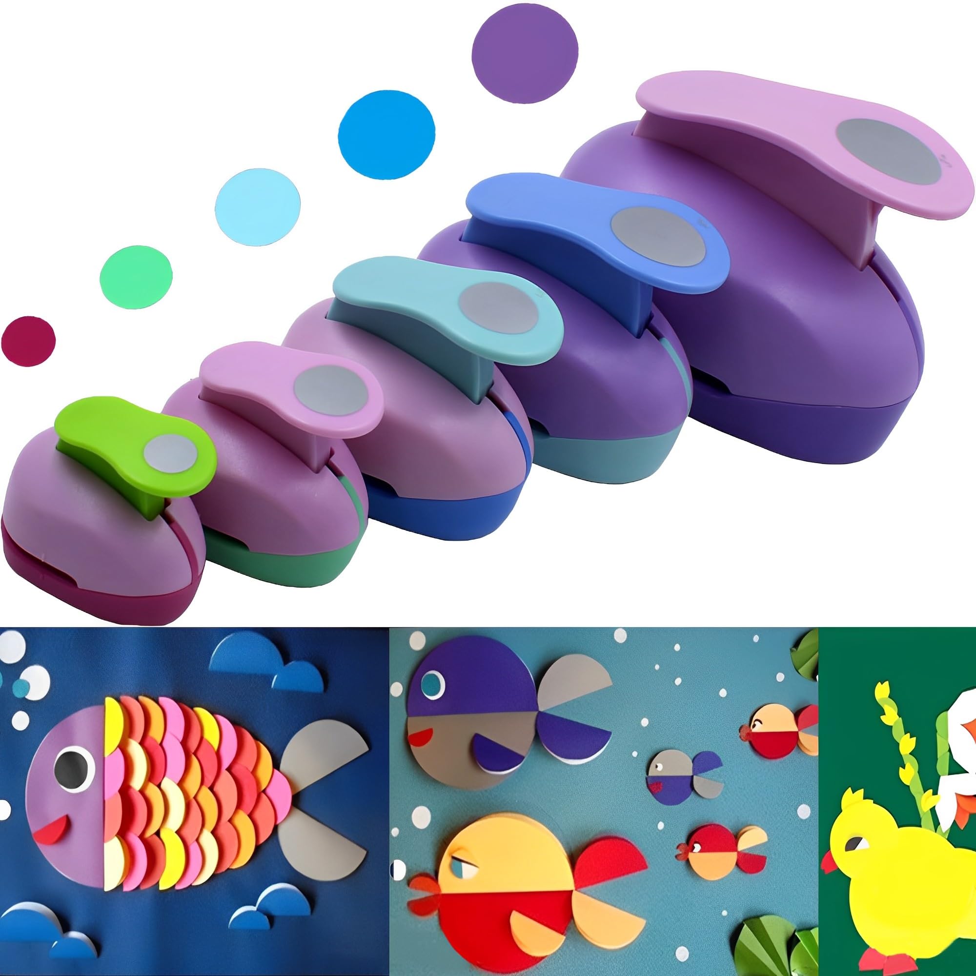 CINY Circle Punch Set Round Embossing Device, Scrapbook Paper Punchers Craft Punches Round Shape Paper Punches for Card Making DIY Albums Greeting Cards (5 pcs, Diameter 9mm+25mm+38mm+50mm+75mm)