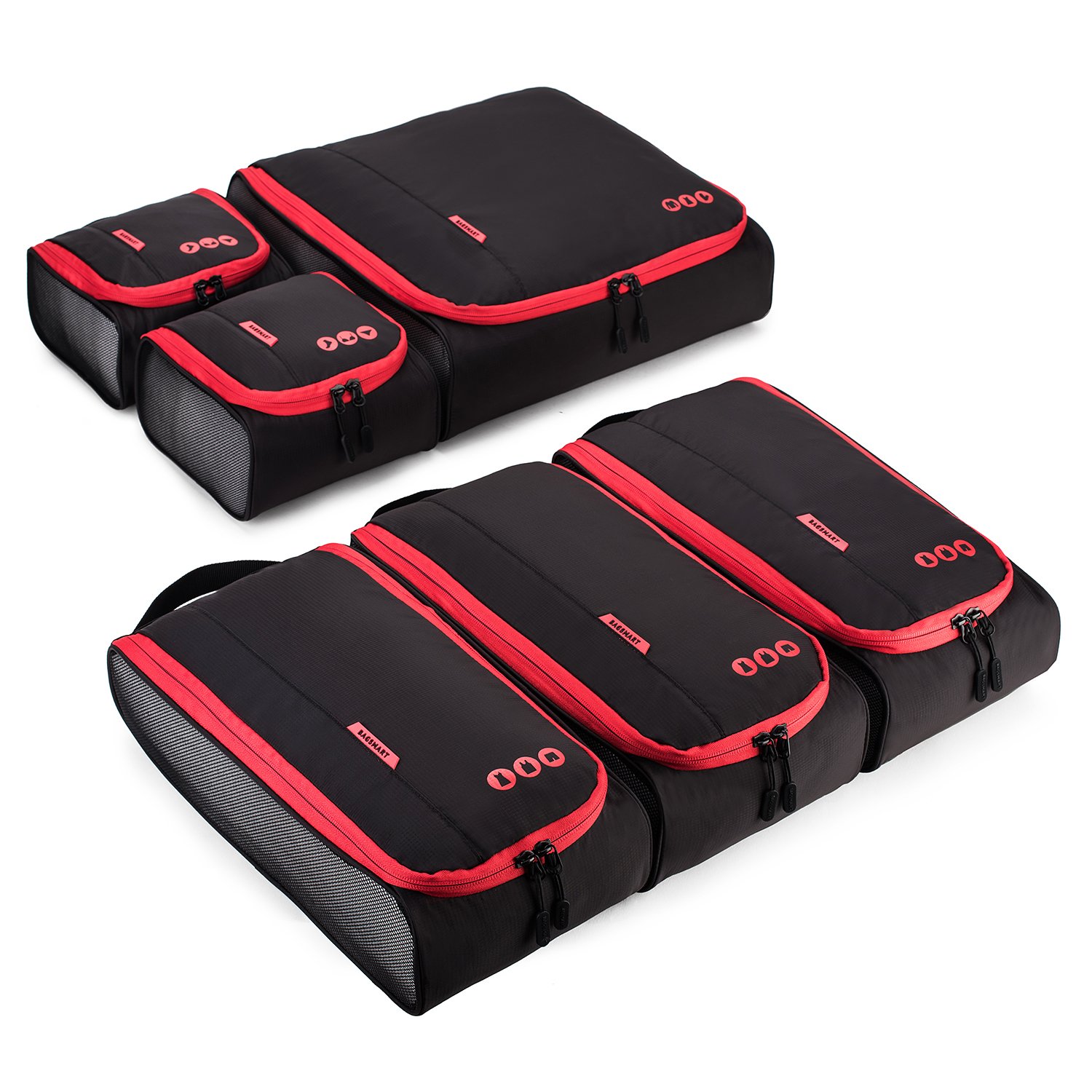 BAGSMART Packing Cubes 6-Pcs Travel Packing Organizer Fit Perfectly in Carry on Luggage, 3 Sizes