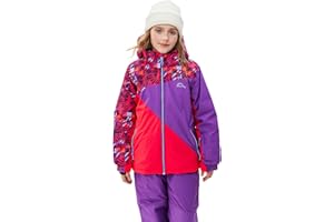 SMONTY Kids Ski Jacket Waterproof Warm Hooded Winter Jacket Snow Coat for Girls