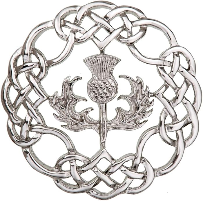 Scottish Thistle Round Pewter Brooch Made in Scotland by Art Pewter