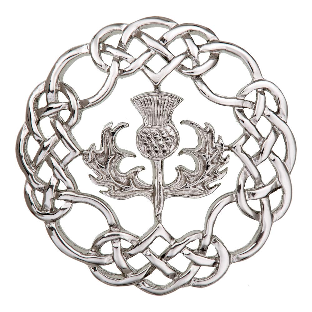 Scottish Thistle Round Pewter Brooch - Made in Scotland by Art Pewter - B53