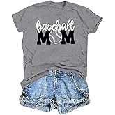 Baseball Mom Shirt Womens Mom Shirt Short Sleeve O-Neck Letter Print Casual Tops Tees