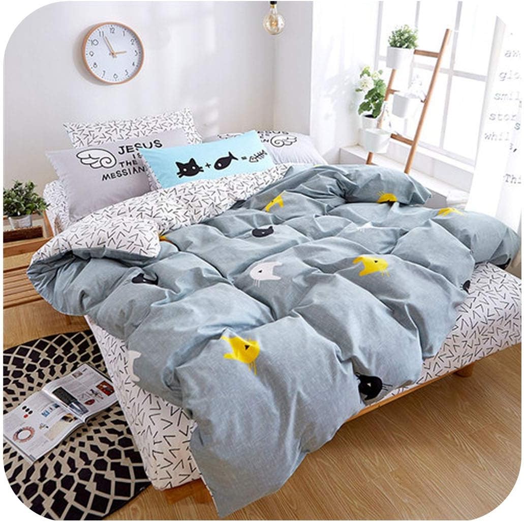 Amazon Com Orange Day Bedclothes Autumn Bedding Cotton Set Nordic Bedding Set Cotton Sheet Pillowcase Duvet Cover 3 4pcs Boys Bed Linen Set Blue Flower Cat Baby 3pcs For Single Bed Home Kitchen