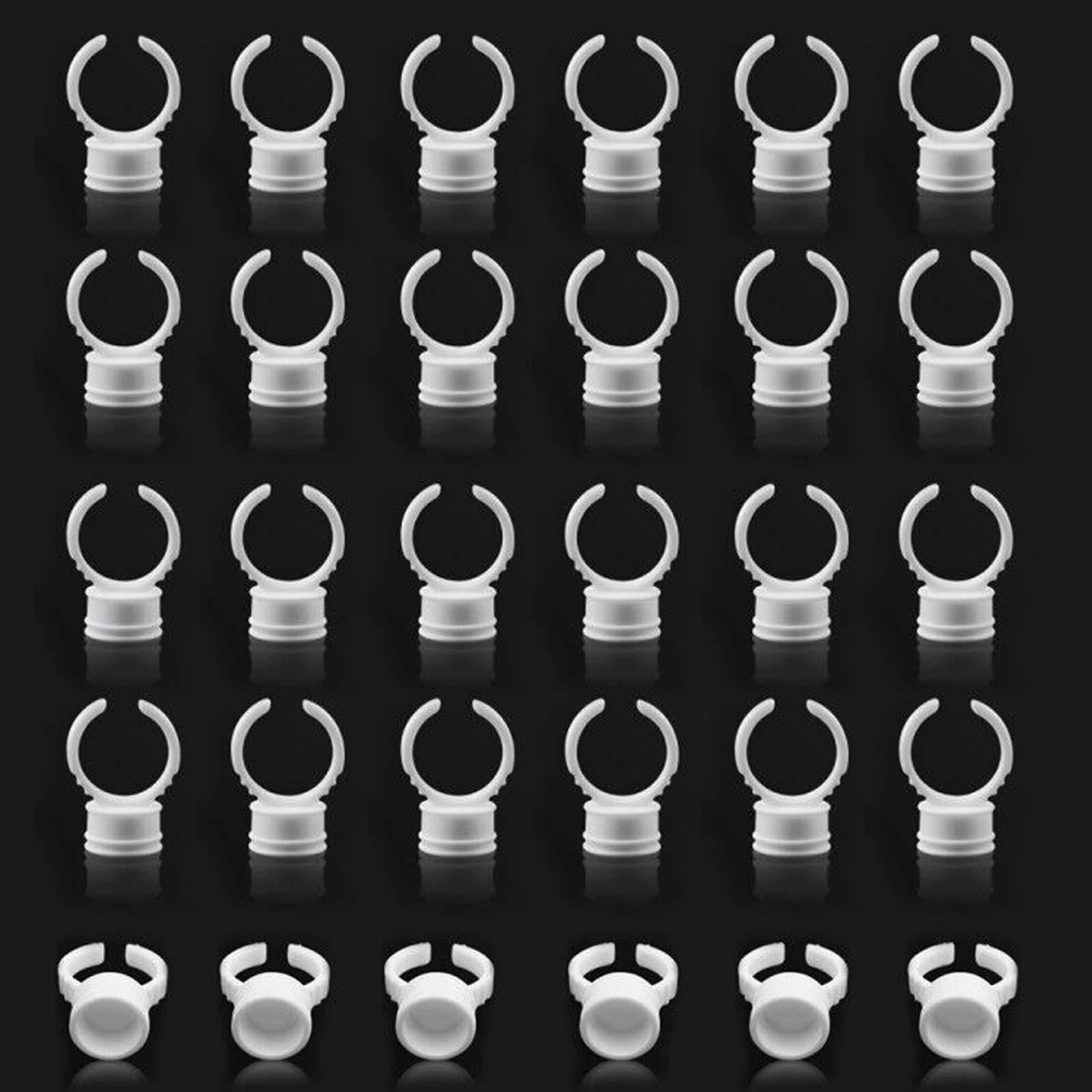 G2PLUS White Eyelash Glue Holder 100PCS Disposable Plastic Glue Ring M Nail Art Polish Holders Tattoo Individual False Eyelash Extension Adhesive Pigment Holders Beauty Tool