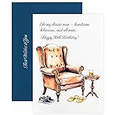 MAGJUCHE Birthday Cards for Husband, Elegant Happy 70th Birthday Greeting Card with Envelope and Wax Seal, 5x7 inch