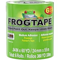 FROGTAPE 240659 Multi-Surface Painter's Tape with PAINTBLOCK, Medium Adhesion, 0.94 Inches x 60 Yards, Green, 6 Rolls