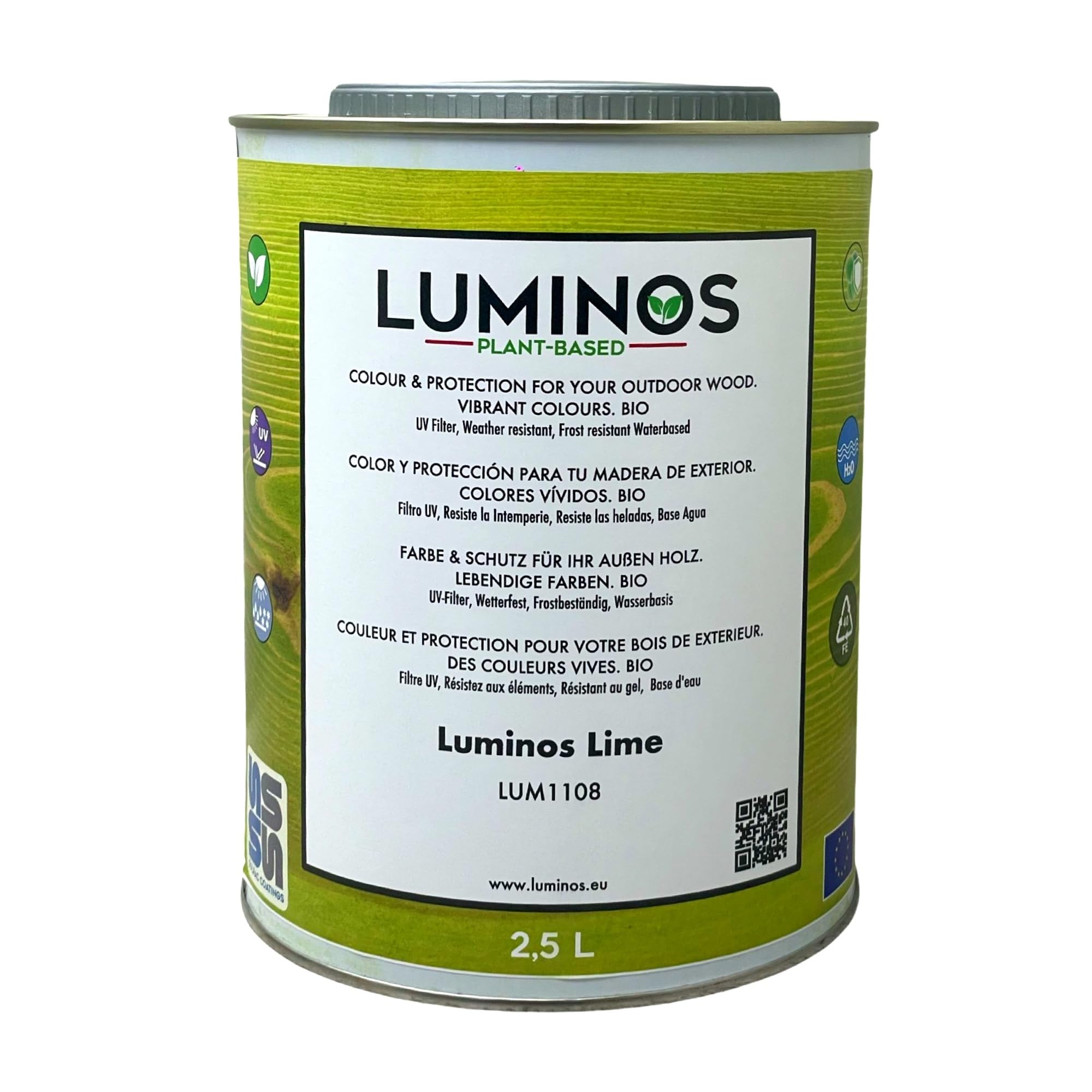 Luminos LUM1108 - Lime - Water-Based Wood Stain Protector BIO - Green 2,5L