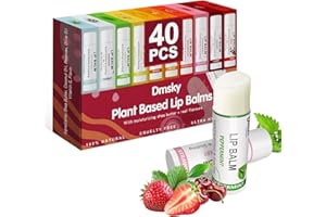 DMSKY 40 Pack Lip Balm Bulk, Fruit Lip Balm Variety Pack, Natural Moisturizing Balms for Dry Cracked Lips, Hydrating for Men Women Kids - 10 Flavors