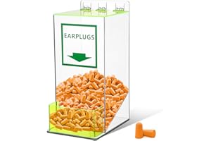 Vercraft 6'' x 13'' x 8'' Compact Ear Plug Dispenser with Cover and Front Pocket Small Clear Acrylic Holder for Table Wall Mo