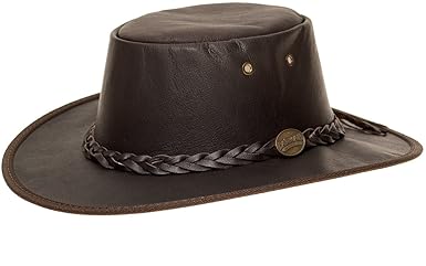 Barmah 1019 Sundowner Lederhut aus Australien - Känguruleder + Kinnriemchen | Braun/Brown