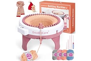 DOUBLECARE Knitting Machine 48 Needles,Smart Loom Knitting Machine with Row Counter,Knitting Board Rotating Double Knit Loom Machine for Adults/Kids Gift,DIY Knit Scarf Hat Sock(with Wool)