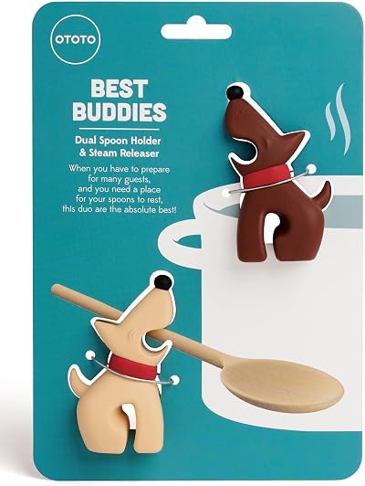 OTOTO Best Buddies Dog Spoon Holder 2 Pack - Heat Resistant & Dishwasher Safe