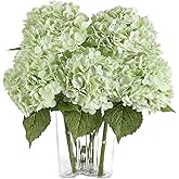 Coferset Light Green Hydrangea Artificial Flowers 3pcs Lifelike Faux Hydrangea Real Touch Fake Flowers for Home Wedding Christmas Office Party Living Room Decoration,22inch