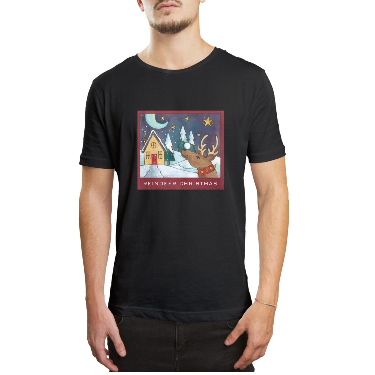 Hahikolkoq Wordy Reindeer Christmas Cool T Shirts 4578 Jznovelty