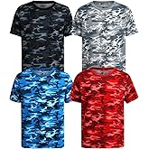 Pro Athlete Boys Athletic Shirts - 4 Pack Moisture Wicking Active Performance Shirt for Boys - Lightweight Dry Fit Shirts