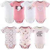 The Peanutshell Baby Girl Short Sleeve Bodysuits - 100% Cotton Infant Outfits, 0-24 Months - Rainbow Safari