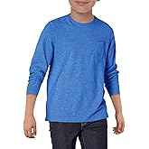 Haloumoning Boys Long Sleeve Shirts Kids Crewneck T Shirts Casual Tops Tees with Chest Pocket 5-14 Years