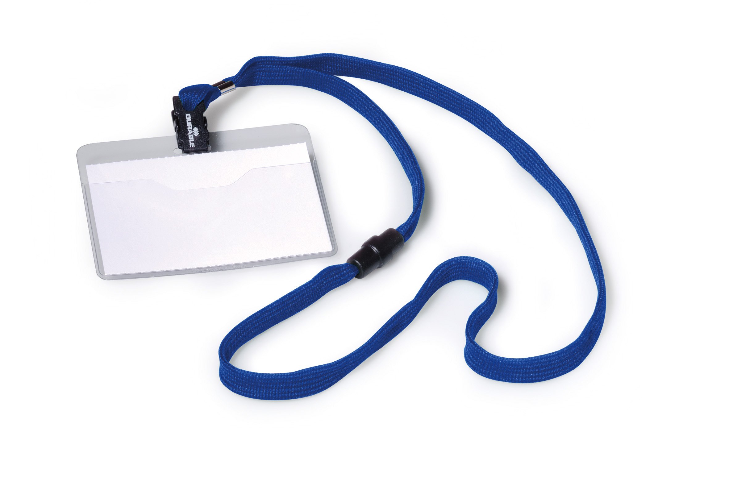Durable Lanyard Name Badge Blue ID Card Holder + Inserts - 10 Pack - 60 x 90mm - Perfect for Events and Exhibtions - Dark Blue