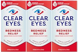 Clear Eyes Redness Eye Relief Eye Drops, 0.5 Fl Oz, Pack of 3