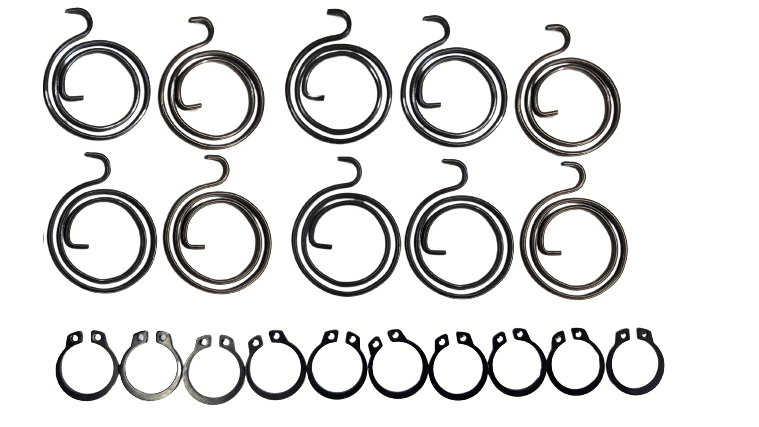 Generic Premium Door Handle Repair Kit - Set of 20 Springs & Circlips - Black - Zinc Coated Steel - 2.25 Turns, 1.8mm Thick - Universal Compatibility - Home & Office Doors
