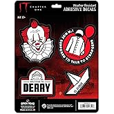 IT Movie Icons Adhesive Vinyl Decals - Spooky Set of IT Stickers for Water Bottle or Laptop, 1 Pack (4 Count)