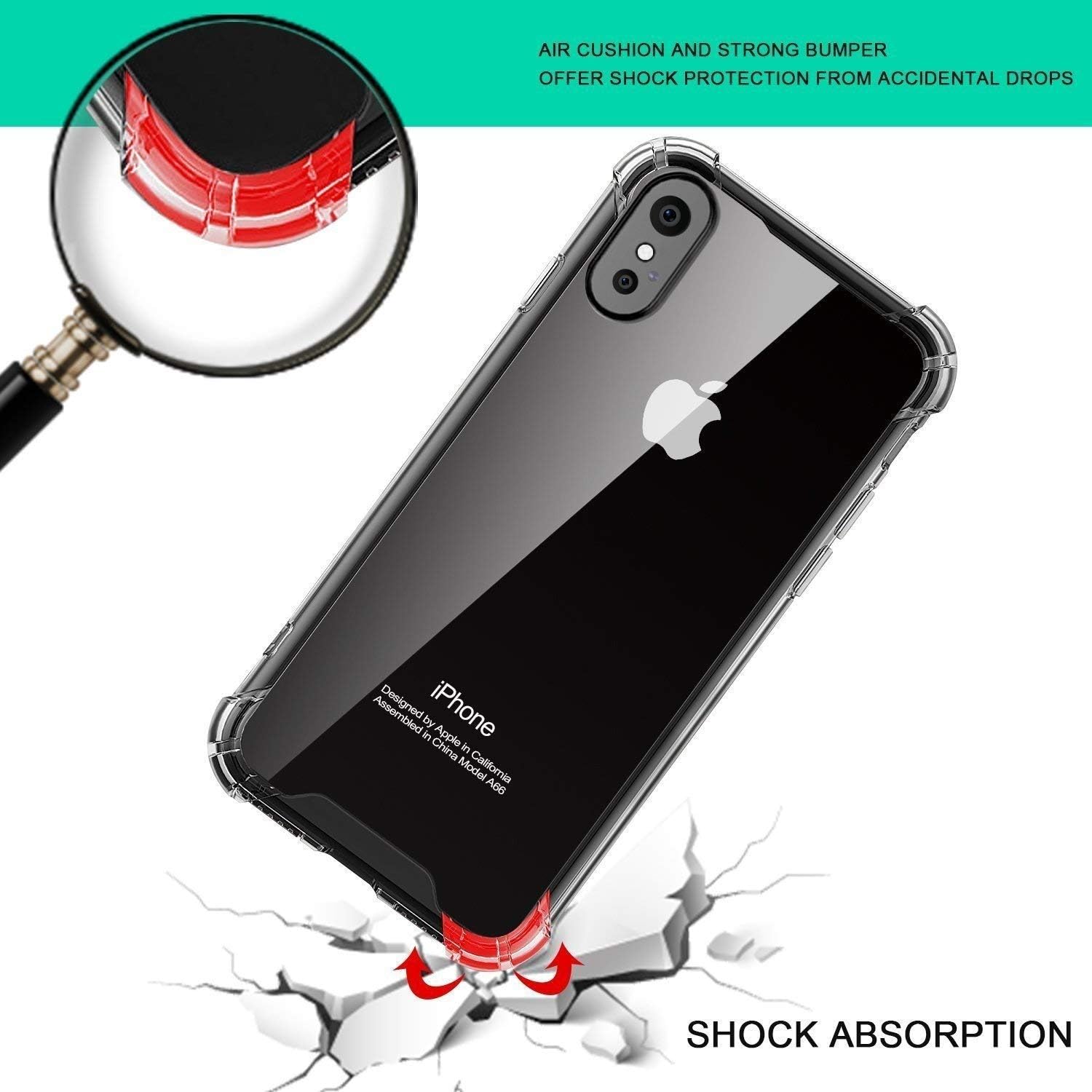 RKVMM Apple Iphone X Case, Clear Shock Proof Bumper TPU Cover for Apple IPhone X 5.8 Inch (Wireless Charging Compatible - Image 5