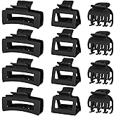 12 PCS Hair Claw Clips for Women – Small Medium Large Claw Clips for Thin or Thick Hair (Black)