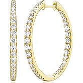 HOBATS 14K Gold Hoop Earrings for Women Gold Earrings Dazzling Varied Cubic Zirconia Sizes Lightweight Hoops Earring 30mm